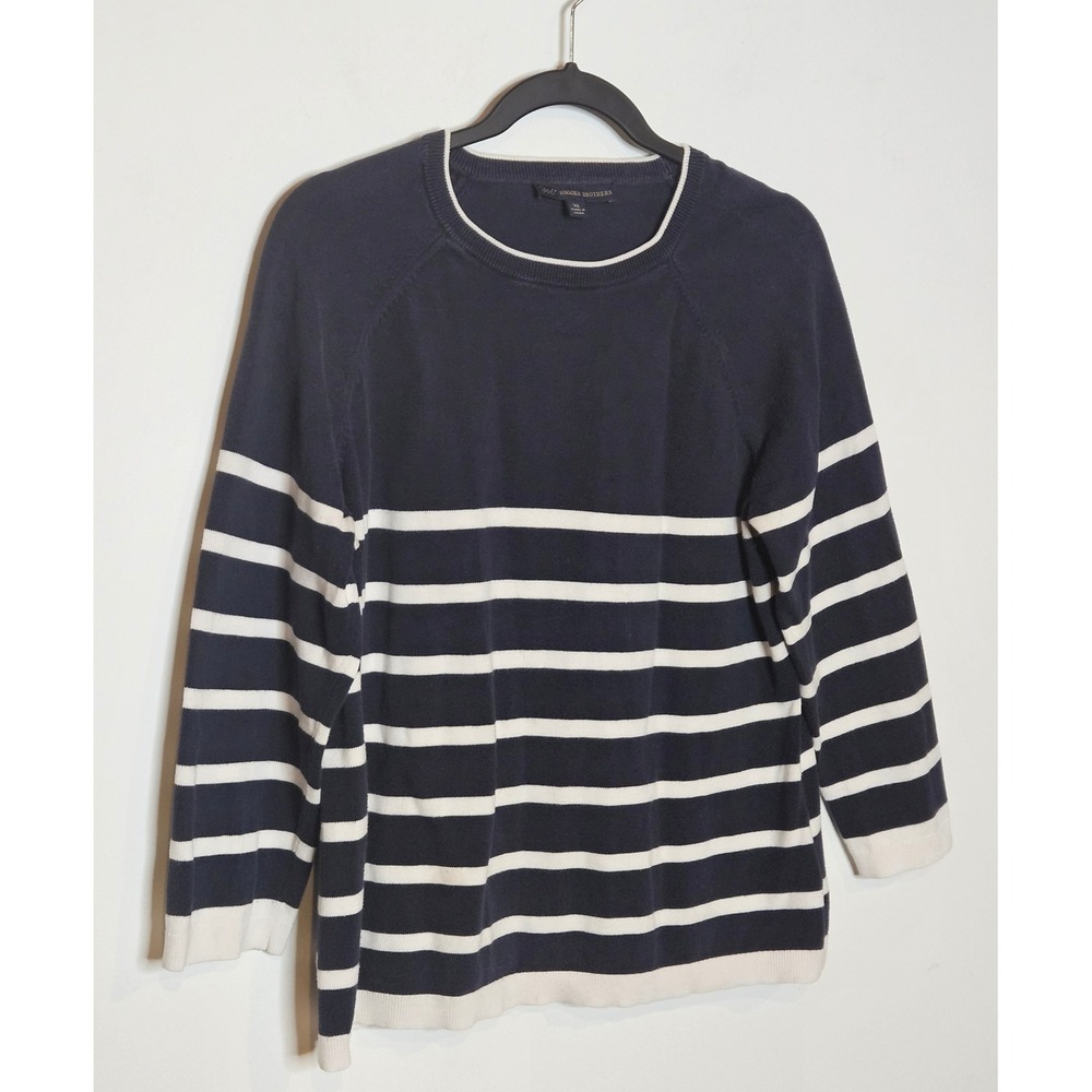 Brooks Brothers‎ "346" Womens XL Striped Cotton Sweater Navy White Nautical